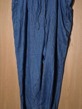 Blue Drawstring Casual Pants